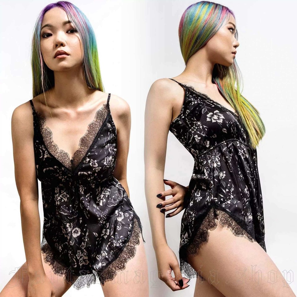 Killstar spellbound teddy satin floral one piece